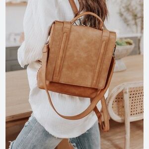 Antik Kraft Tan Convertible Backpack Handbag